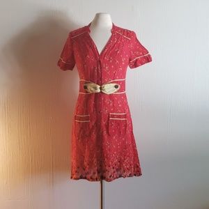 Cute kimchi & blue red and yellow shirt dress